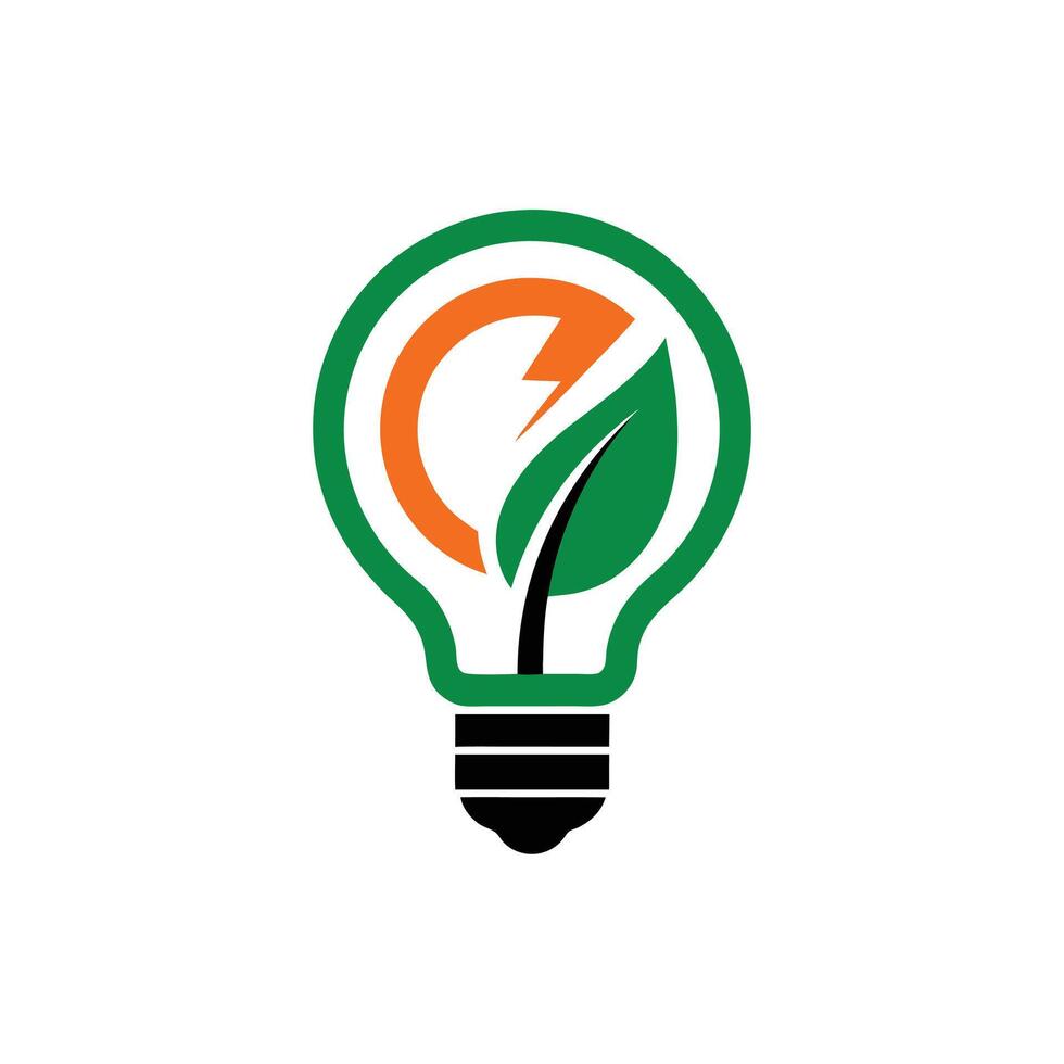 Eco-Conscious Design Logo - Minimalist Bulb with Leaf Element vector