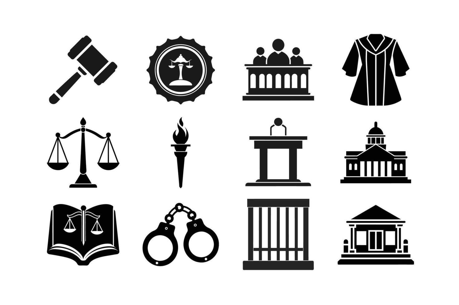 Ultimate Justice and Law Icon Set Essential Legal Symbols for Projects vector