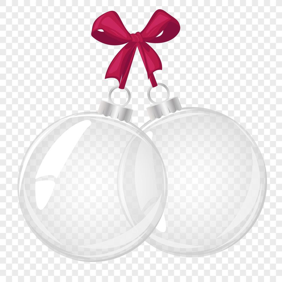 Christmas balls with red bow. object for christmas design, postcard, poster, banner vector