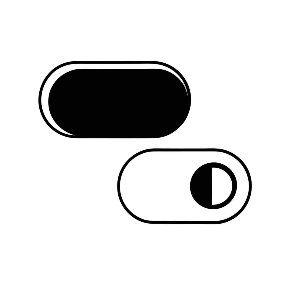 Black and white icon of a button and a button vector