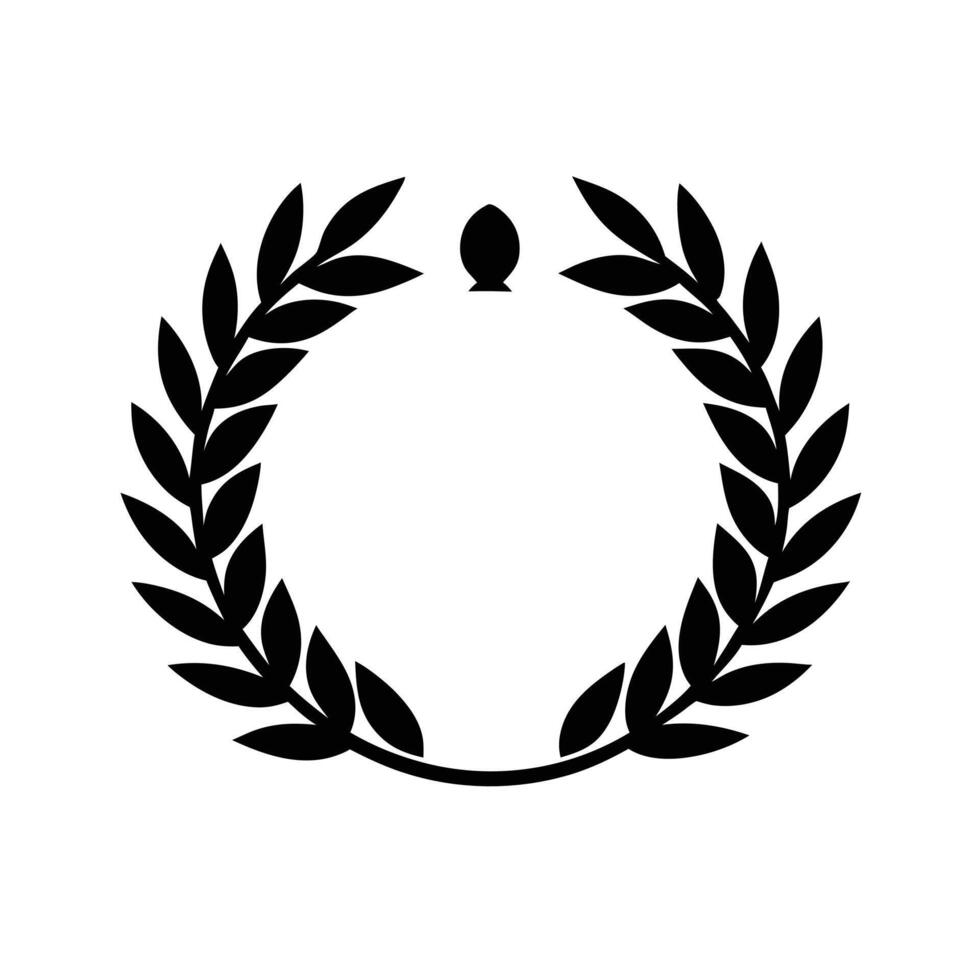 A laurel wreath is shown in black and white vector
