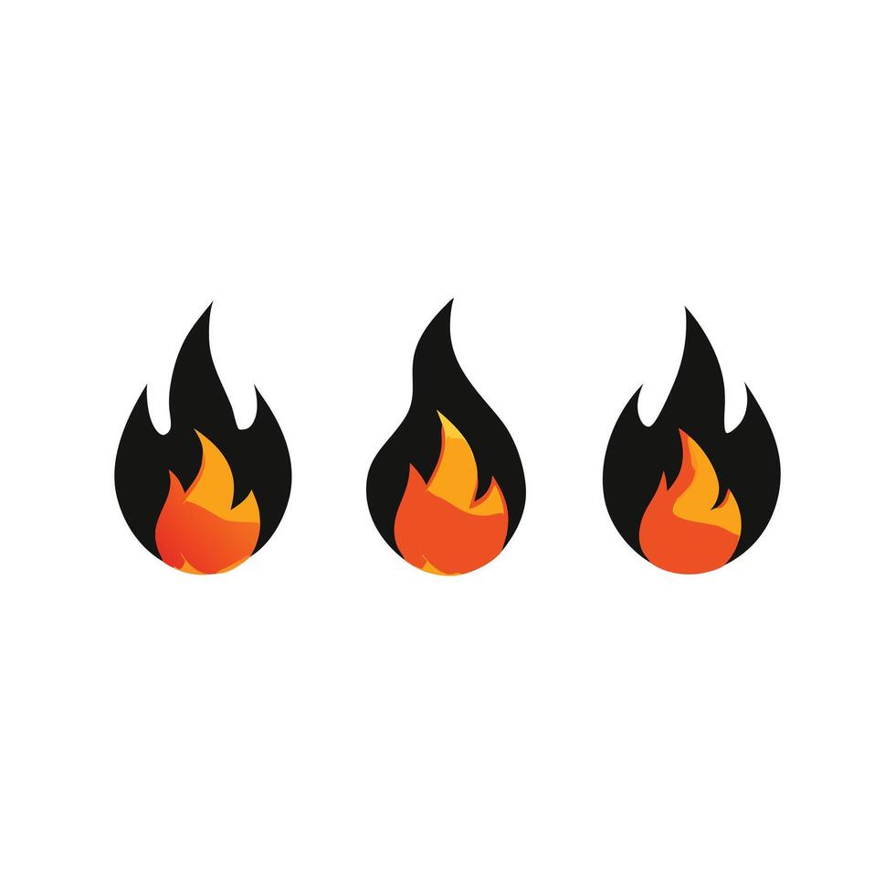 Three different types of fire flames on a white background vector