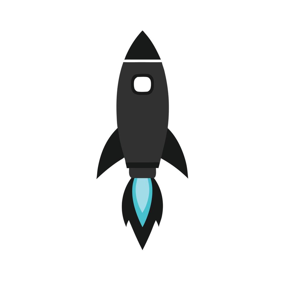 A black rocket ship icon on a white background vector