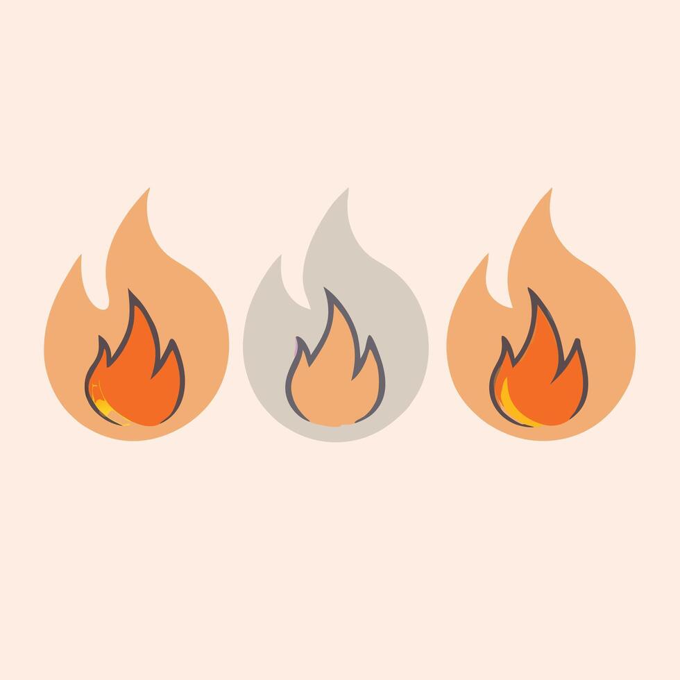 Three different types of fire flames on a white background vector