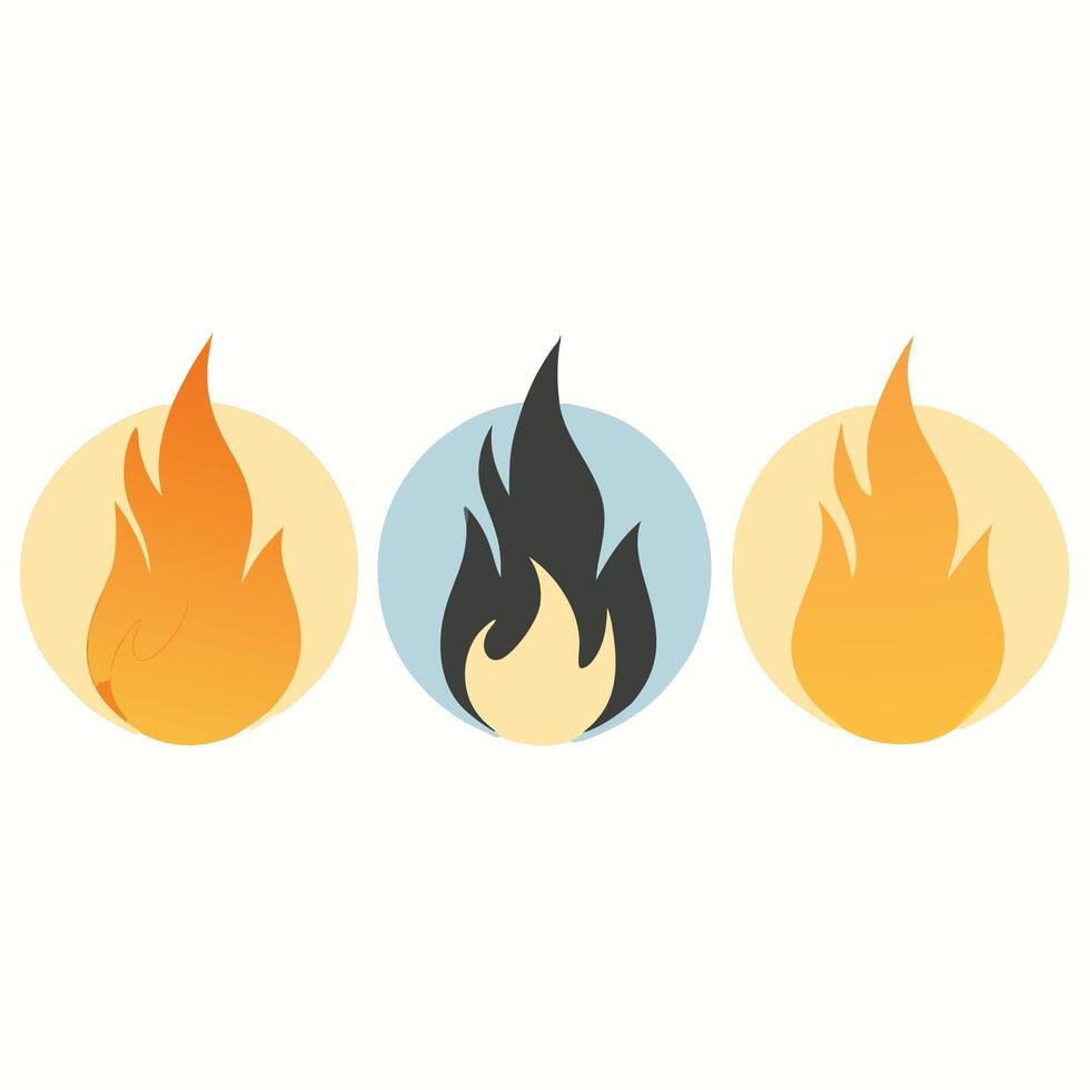 Fire icon set, illustration vector