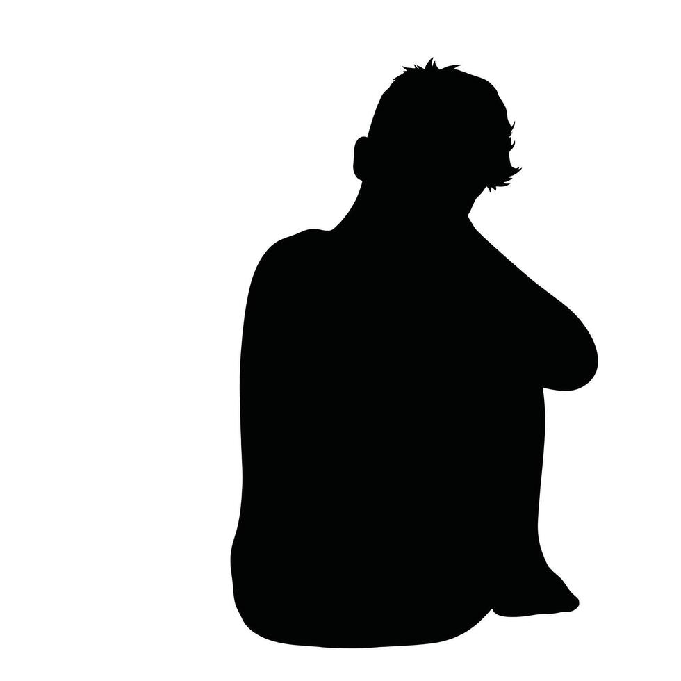 A silhouette of a child sitting on the floor vector