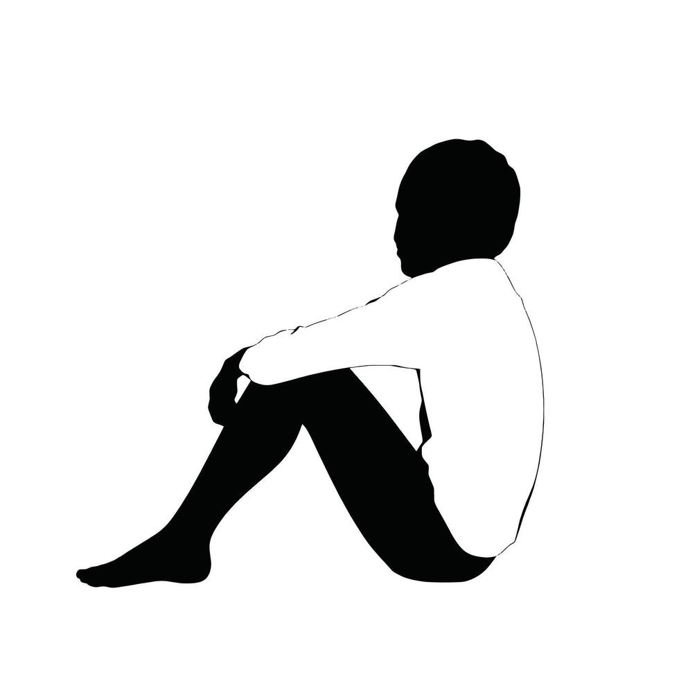 A silhouette of a person sitting down vector
