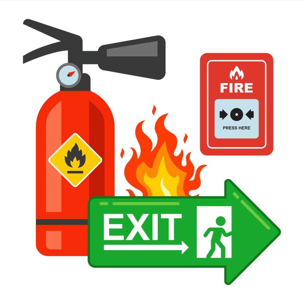 collage fire safety. fire protection. vector