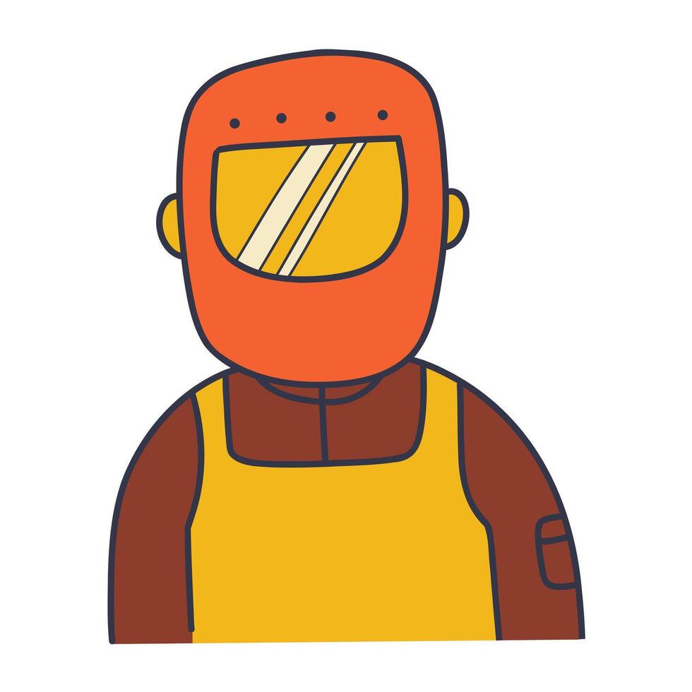 Colorful cartoon illustration of a welder wearing a helmet and protective gear, showcasing the skilled trade profession in a vibrant and engaging style2 vector