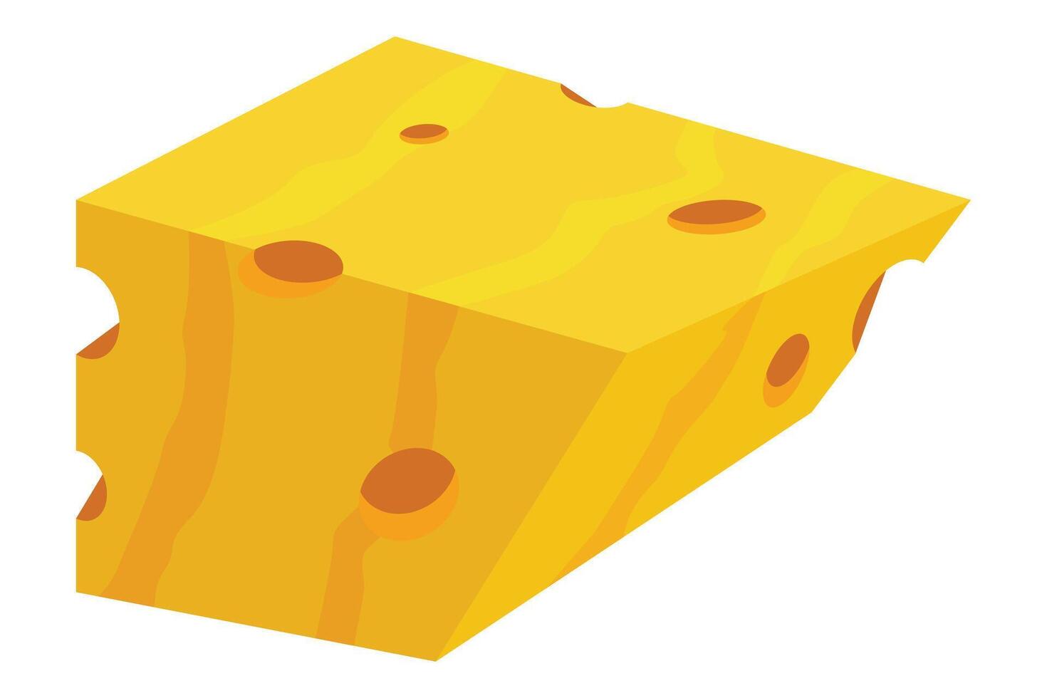 An illustration of a yellow cheese wedge with multiple holes, depicted in a playful cartoon style. Its smooth texture and bright color bring a whimsical element to the image vector