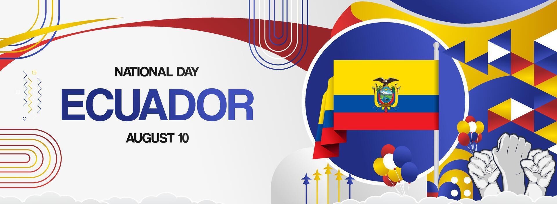 Stunning abstract designs for Ecuador Independence Day. Ideal for greeting cards, posters, and presentations, showcasing the country flag colors. vector