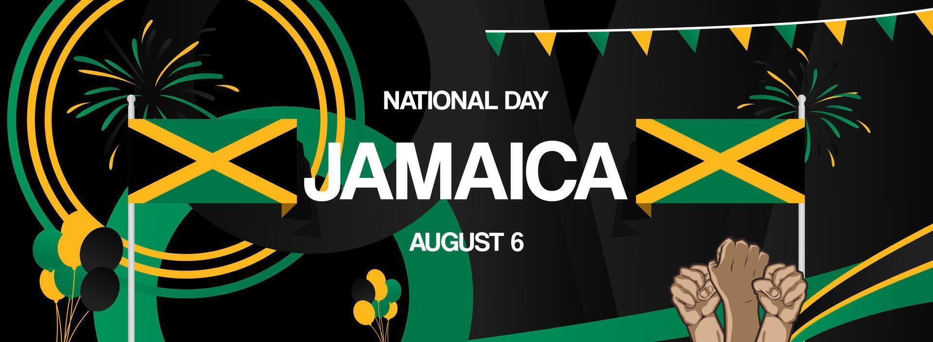 Vibrant abstract art designs celebrating Jamaica's Independence Day. Perfect for sporting events, invitations, and eye-catching billboards. vector