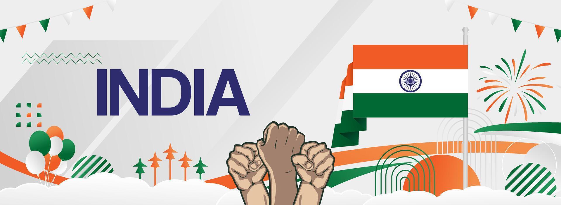 Celebrate India Independence Day with stunning abstract designs featuring vibrant flag colors. Perfect for cards, posters, and presentations. vector