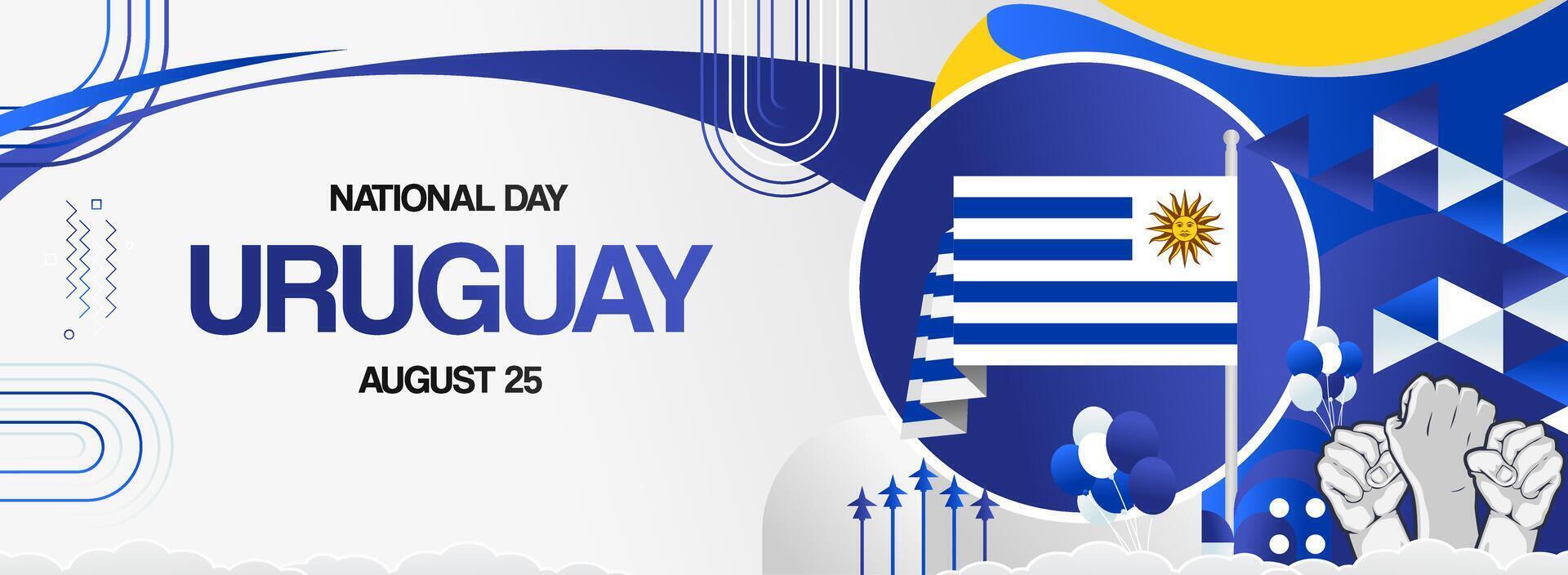 Uruguay Independence Day with colorful designs. Great for invitations and posters, emphasizing the flag and a joyful ambiance. vector