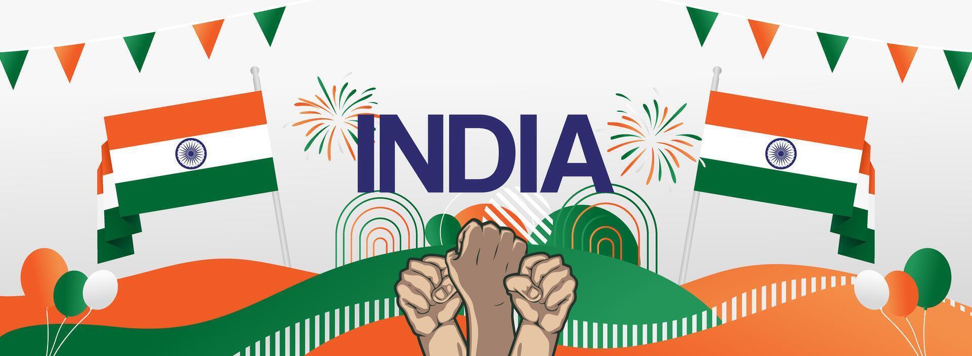 Happy India Independence Day celebrations with unique abstract designs. Vibrant colors of the Indian flag for cards and presentations vector