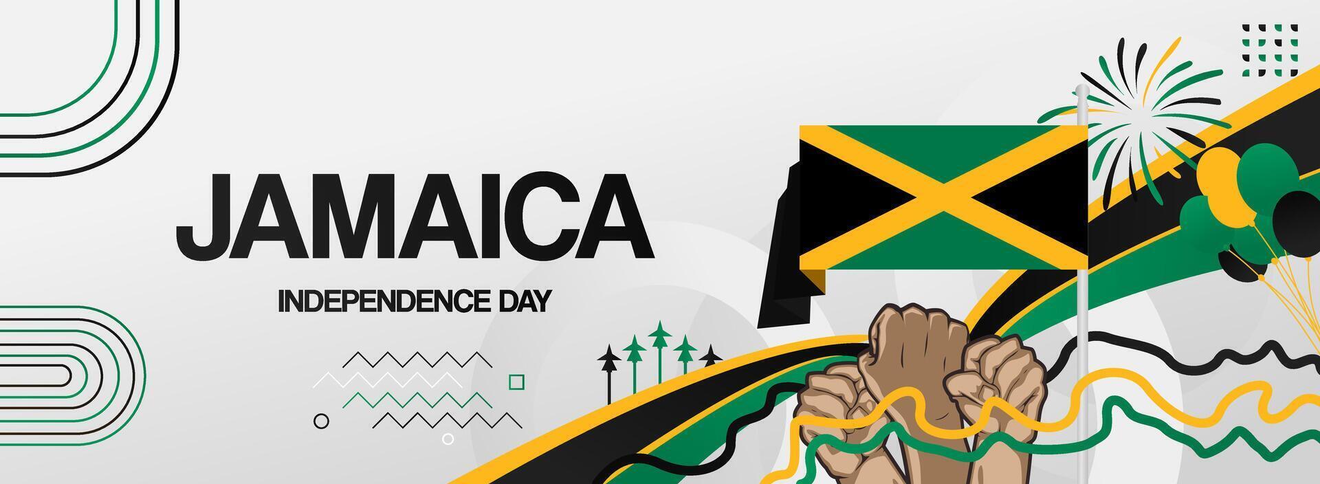 Celebrate Jamaica's national day with stunning abstract art designs. Perfect for sporting events, invitation cards, and eye-catching billboards. vector