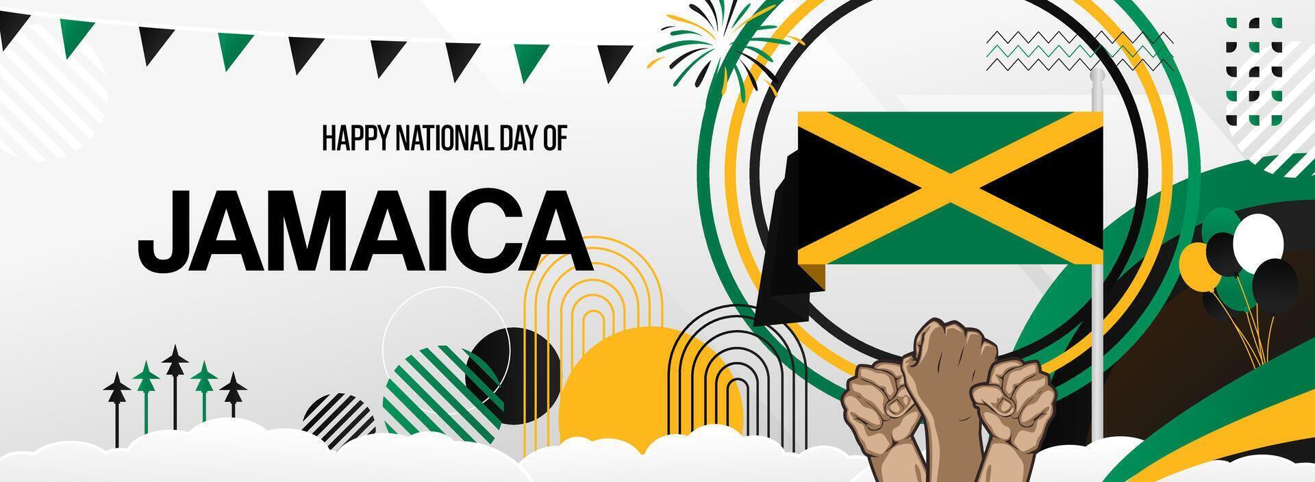 Memorable invitations and event materials with Jamaica Independence Day templates. Perfect for sports events and greeting cards, celebrate in style. vector