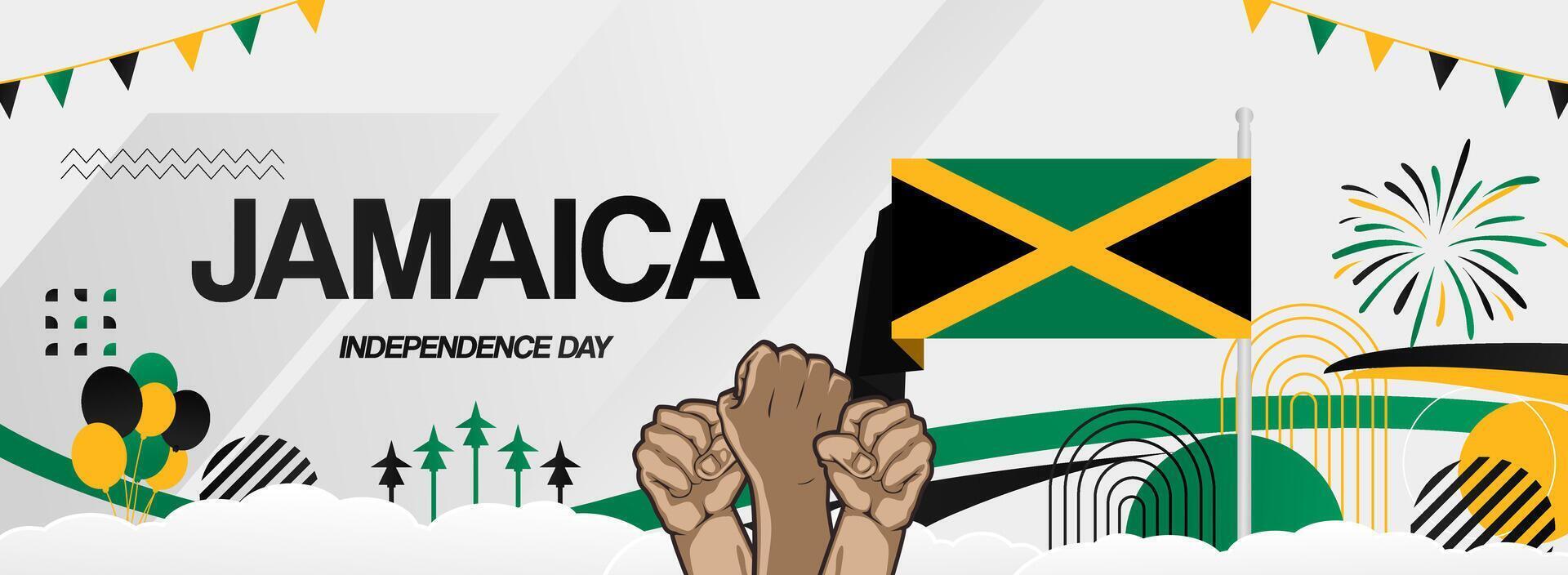 Jamaica national day templates, ideal for sporting events and greeting cards. Celebrate independence with stylish and festive designs. vector