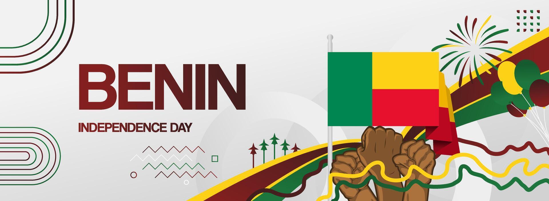 Celebrate Benin Independence Day with stunning abstract designs. This template is perfect for greeting cards, posters, and presentations that embody national pride. vector