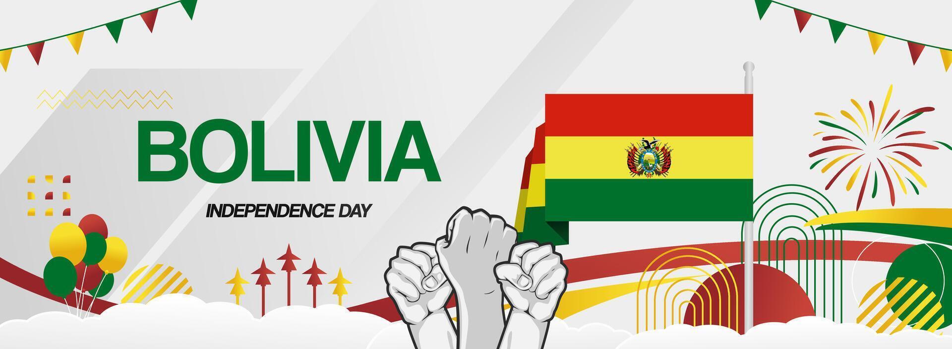 Celebrate Bolivia's Independence Day with stunning banner designs. Find inspiration and resources to create eye-catching displays for your festivities. vector