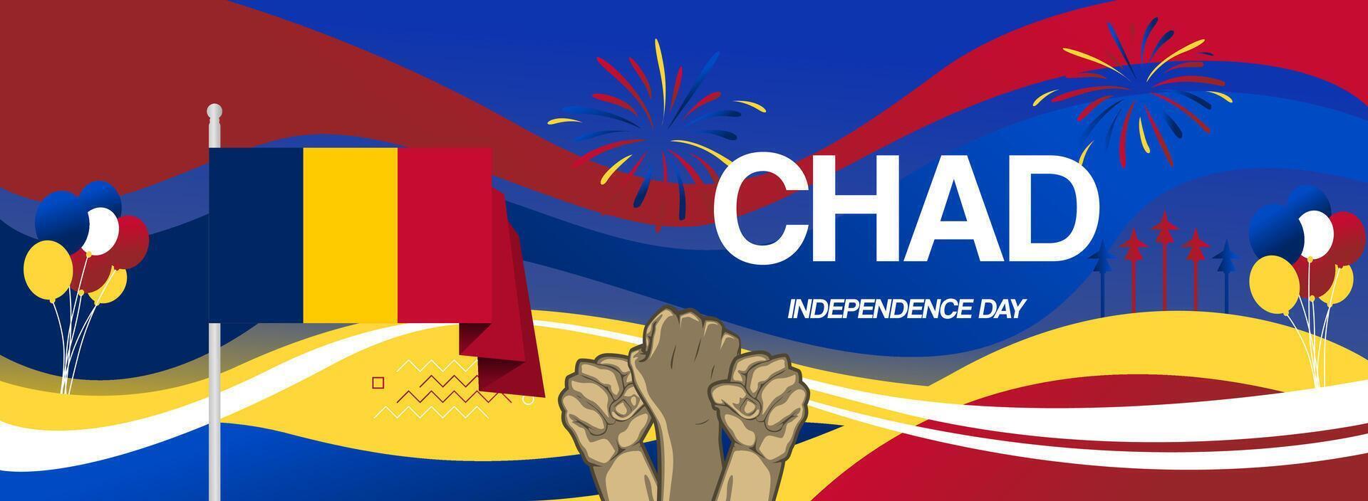 Celebrate Chad's Independence Day with captivating abstract designs in national colors. Versatile for invitations, posters, and presentations, embodying national pride. vector