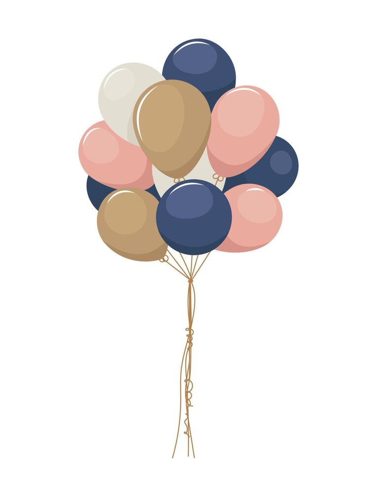 Illustration of pink, blue and gold balloons vector