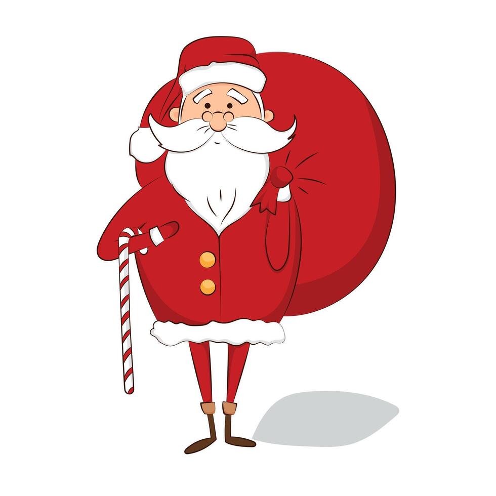 Santa Claus with a bag and a cane vector