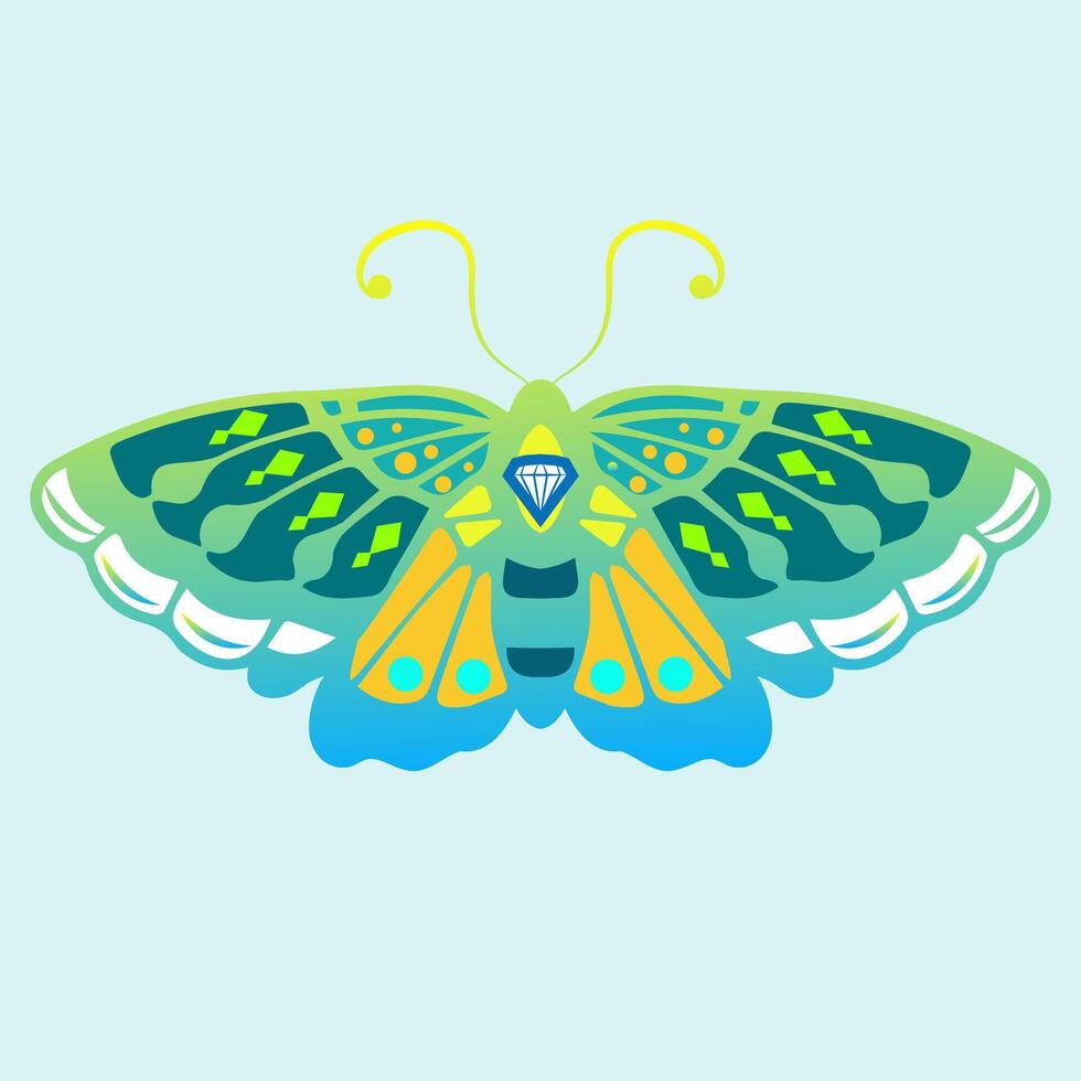 butterfly silhouette a colorful gradient butterfly with a colorful pattern on it. Abstract Butterfly Wings. Exotic Moth Decor. Elegant Flying Insect. vector