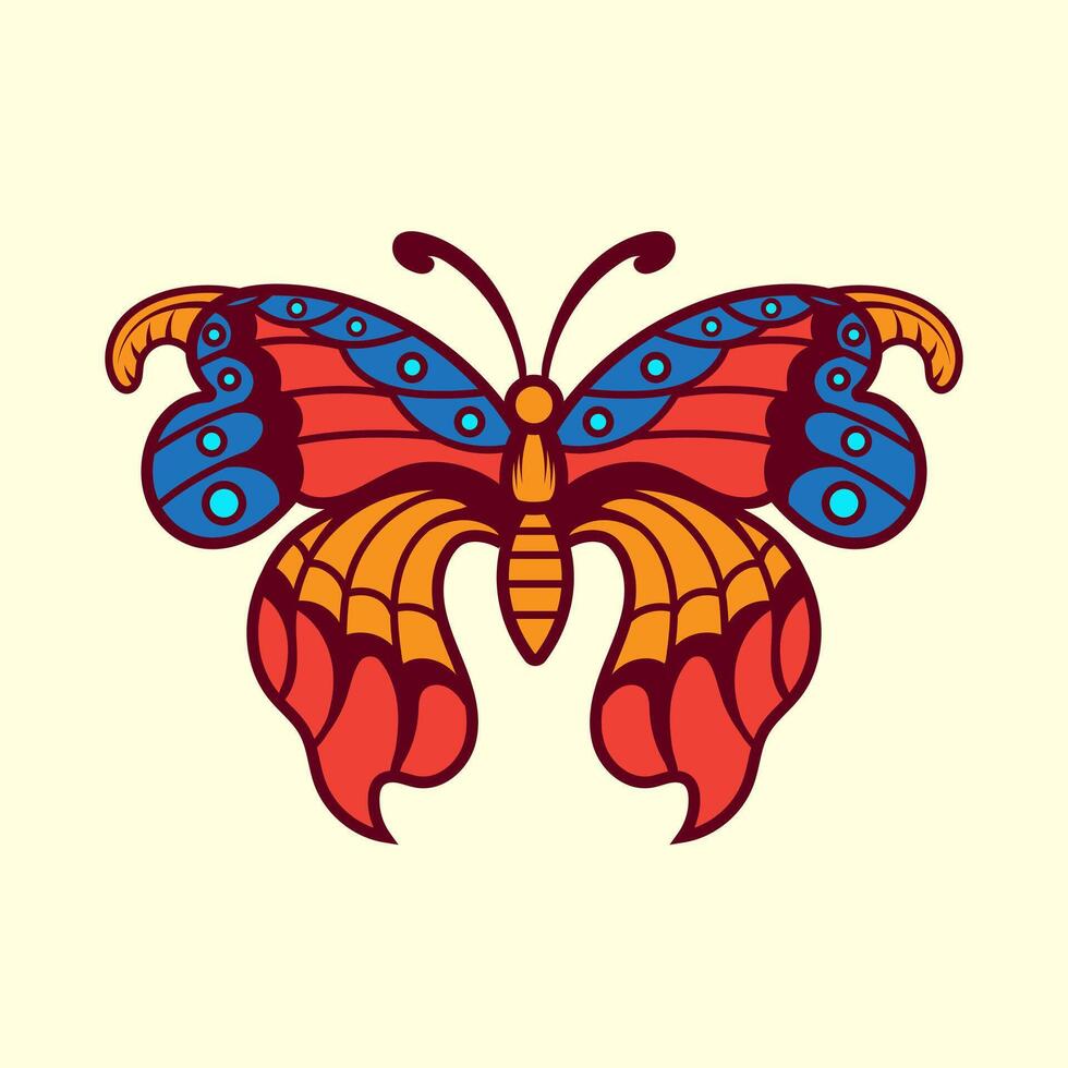 butterfly silhouette a colorful butterfly with a colorful pattern on it. Abstract Butterfly Wings. Exotic Moth Decor Elegant Flying Insect. vector