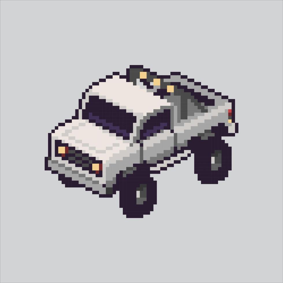 Pixelated Car Truck. Adventure Off-road Car Truck Icon pixelated for the pixel art game and icon for website and game. old school retro. vector