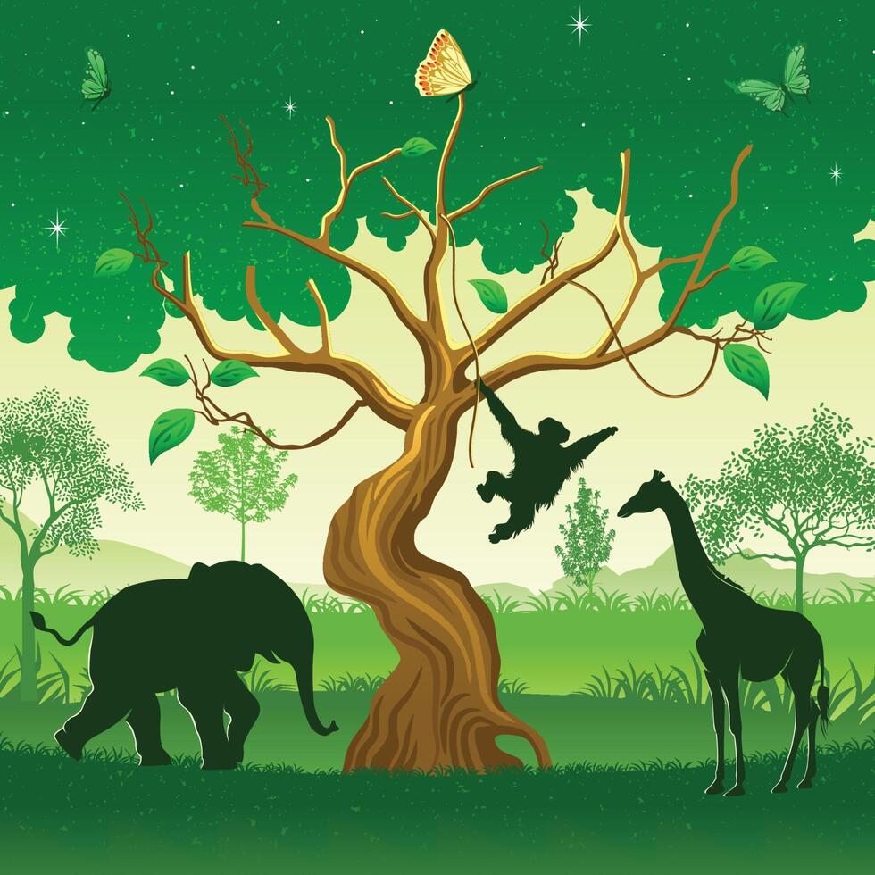 World Wildlife Day . March 3. Important day. Wild animals silhouette. Green planet . Planet Earth with fauna and flora . Environmental concept . Wildlife Day Poster vector