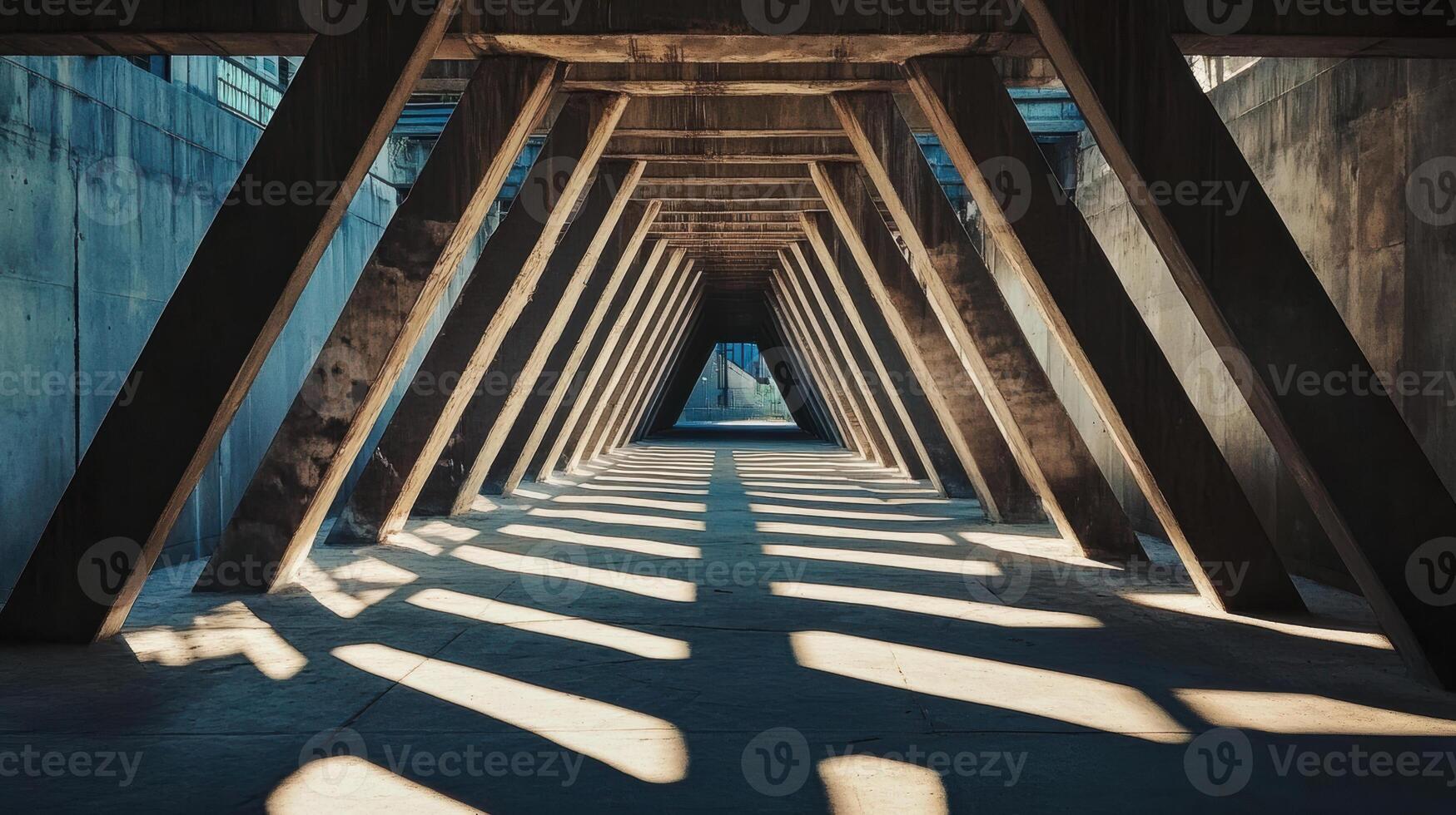 captivating view of triangle steel beams creating dynamic shadows photo