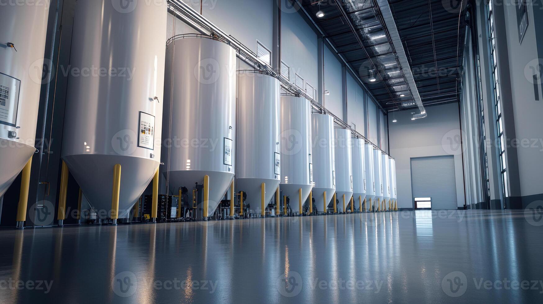 Large biofuel storage tanks in modern processing facility create eco friendly atmosphere photo