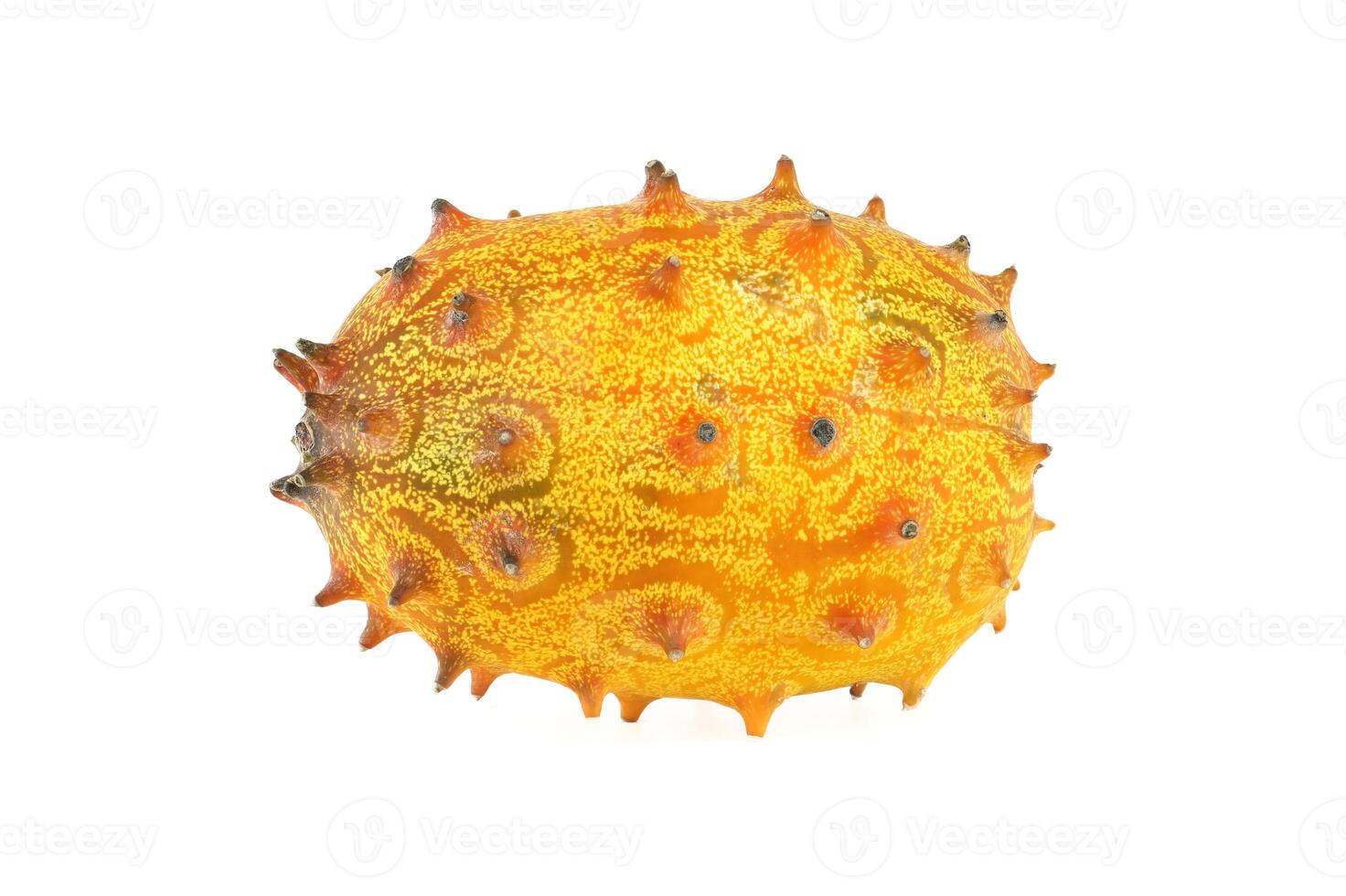 Close-Up of Vibrant Kiwano Melon on White Background photo