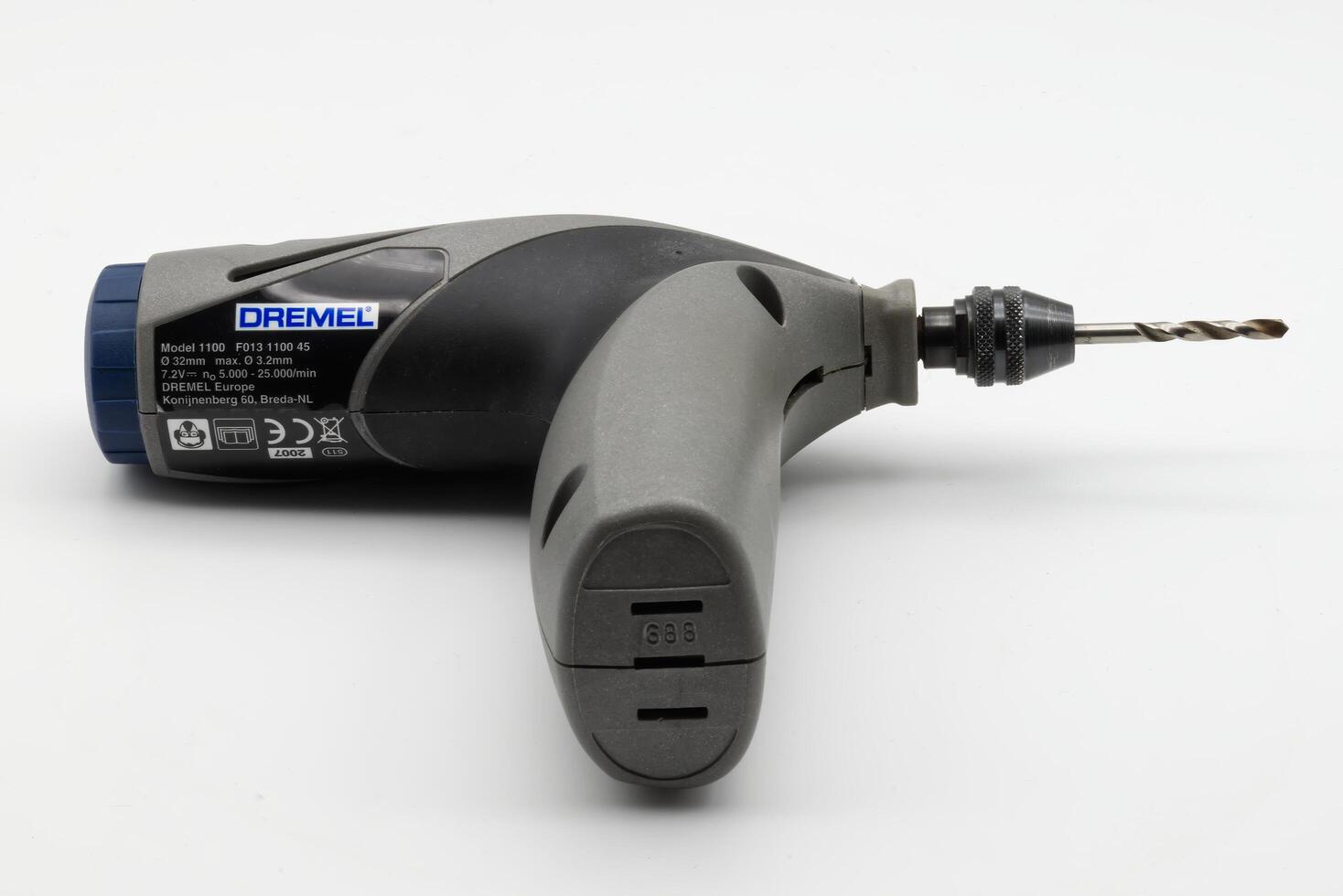 Bologna Italy March 6, 2024 Dremel Stylus Lithium-ion drill isolated on white. photo