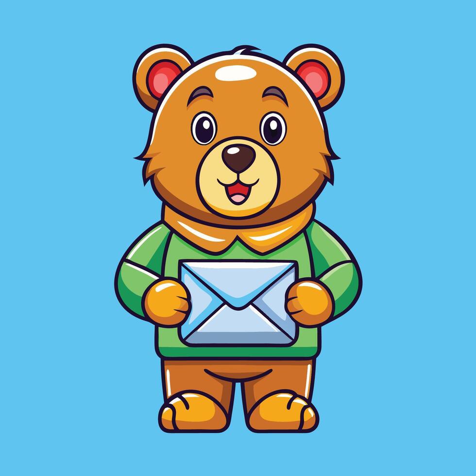 Adorable Bear with Letter Enclosed in a Icon Design vector