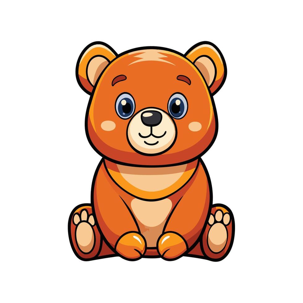 Adorable Sitting Cartoon Bear for Illustrations and Designs vector