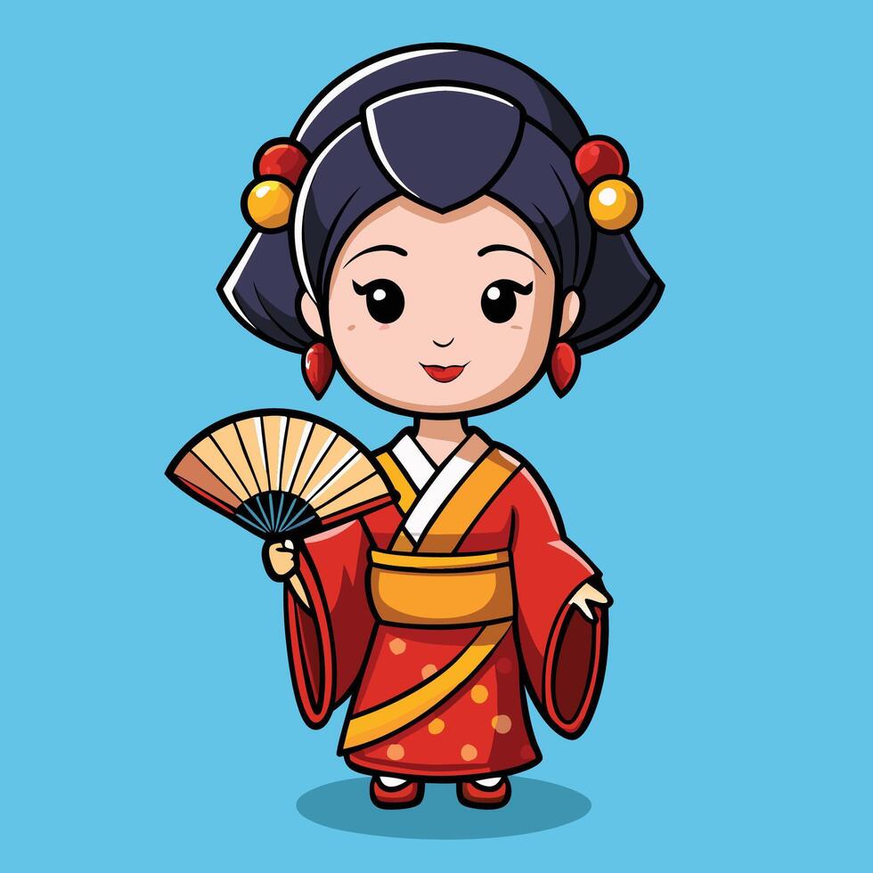 Alluring Geisha Beauty in Traditional Japanese Attire vector