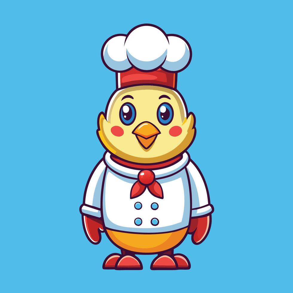 Adorable Chicken Chef Cartoon Icon for Culinary Concepts vector