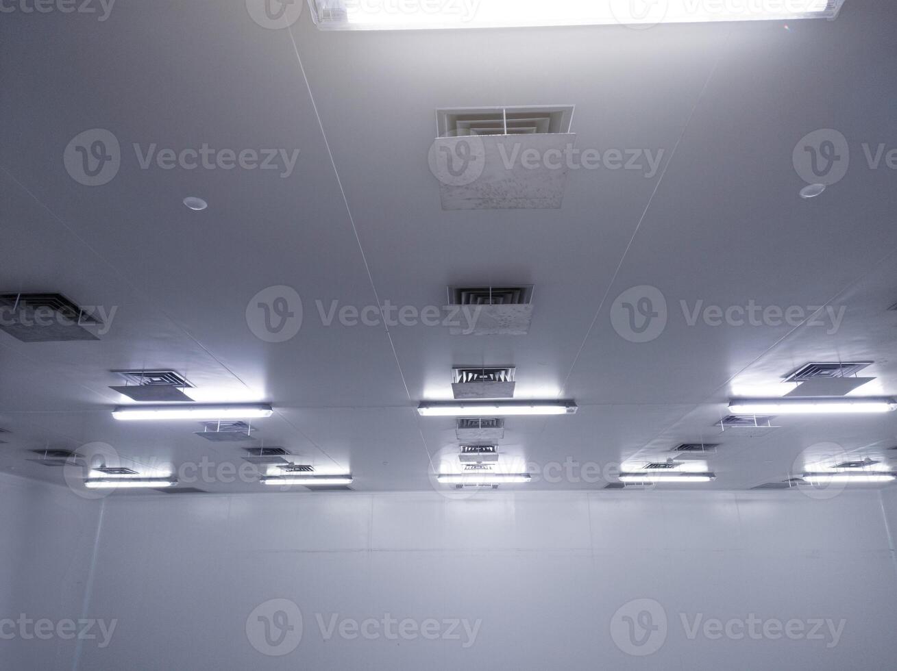 Ceiling of factory interrior ventilation with low temperature of an industrial cold storage room. photo