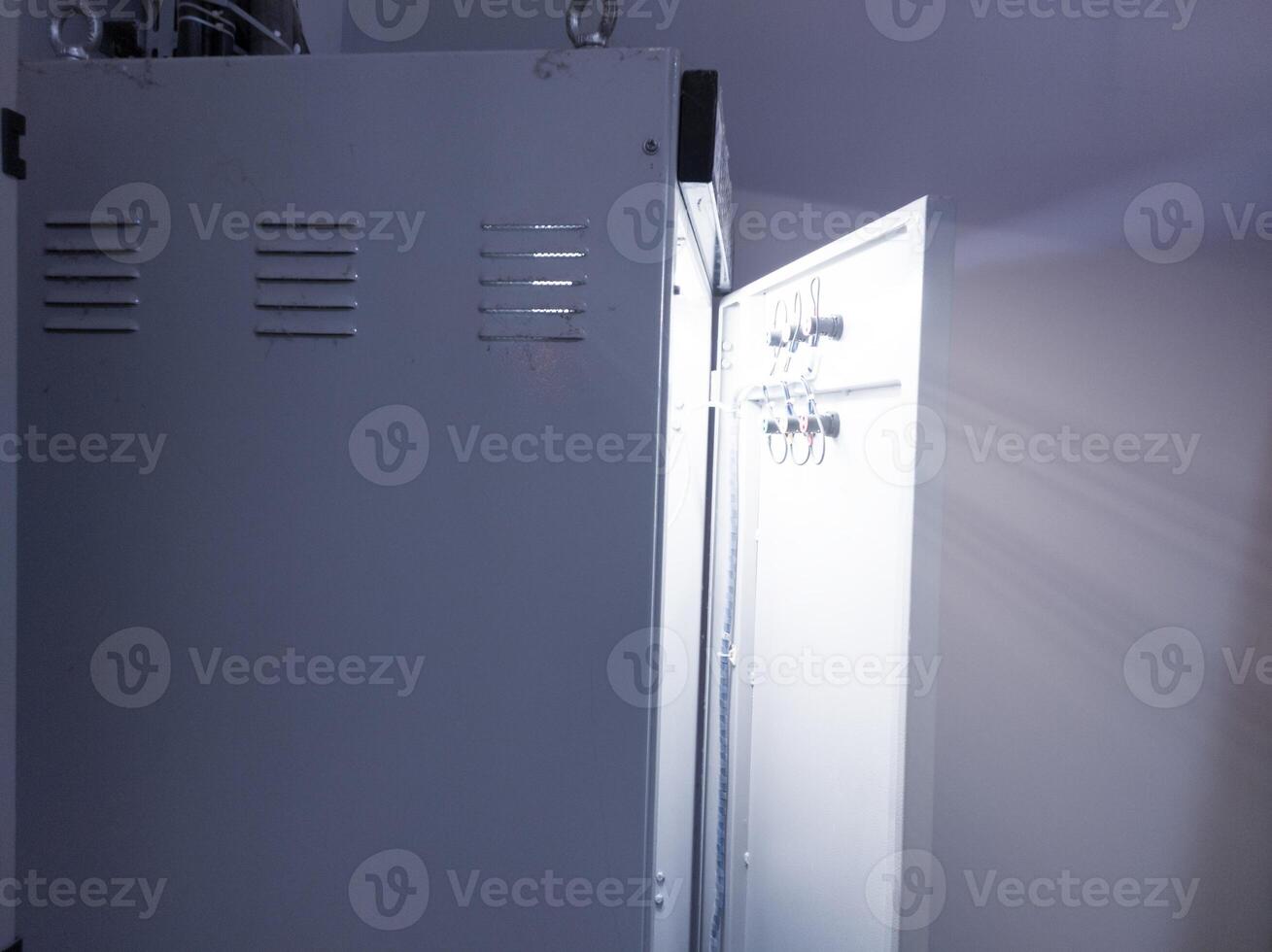 Interior Industry Installation of the main panel control power distribution with shiny light. photo