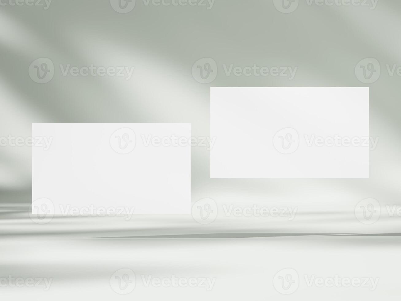 Business card mockup on aesthetic warm white background photo