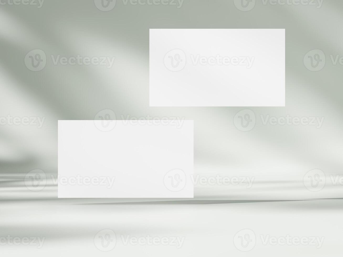 Business card mockup on aesthetic warm white background photo