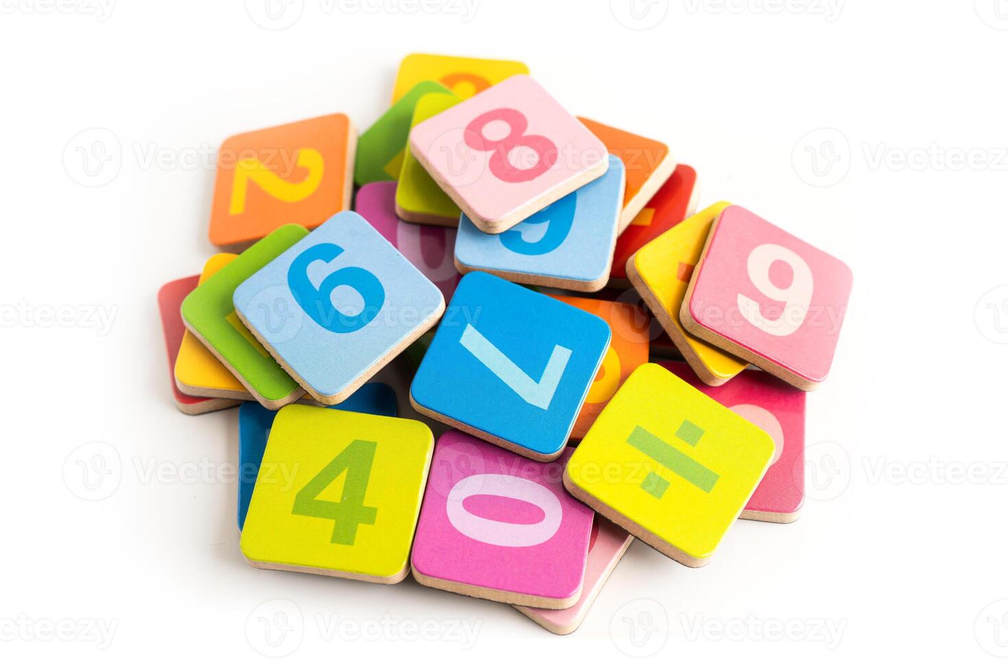 Math number colorful on white background, education study mathematics learning teach. photo