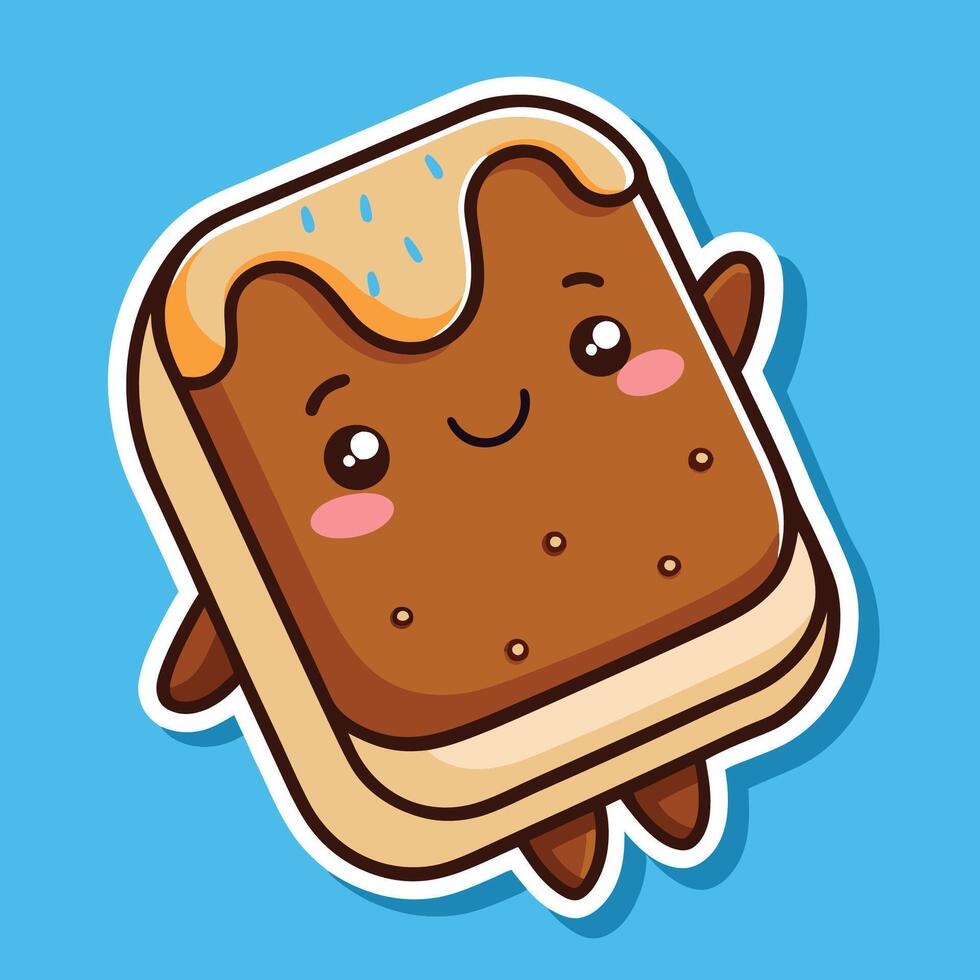 Cartoon Sticker of a Delightful Ice Cream Sandwich with a Wink vector