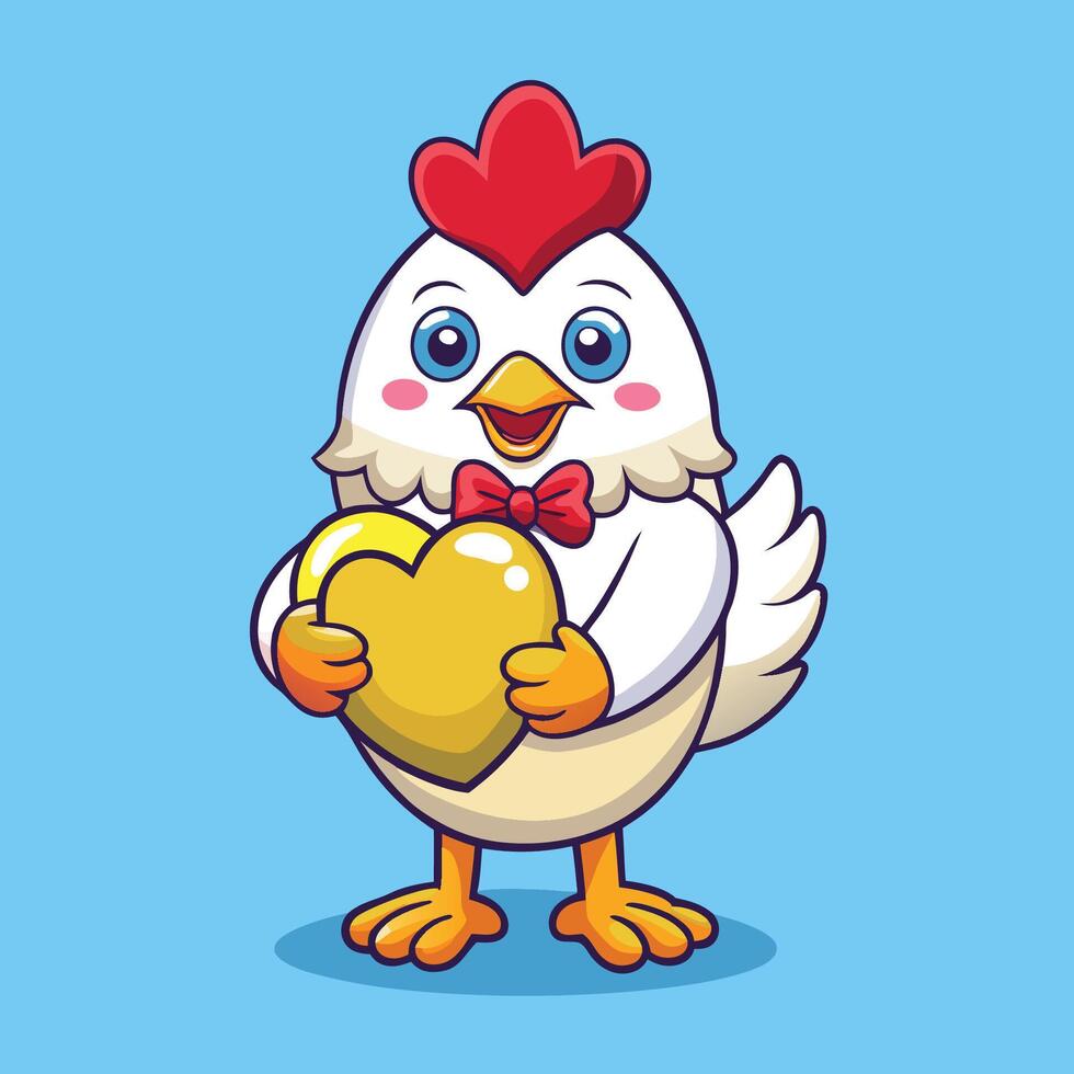 Adorable Chicken Embracing an Egg under Heartfelt Cart Sign vector