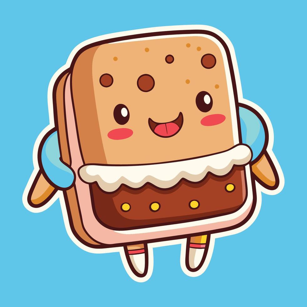 Cartoon Ice Cream Sandwich with a Wink in a Sticker vector