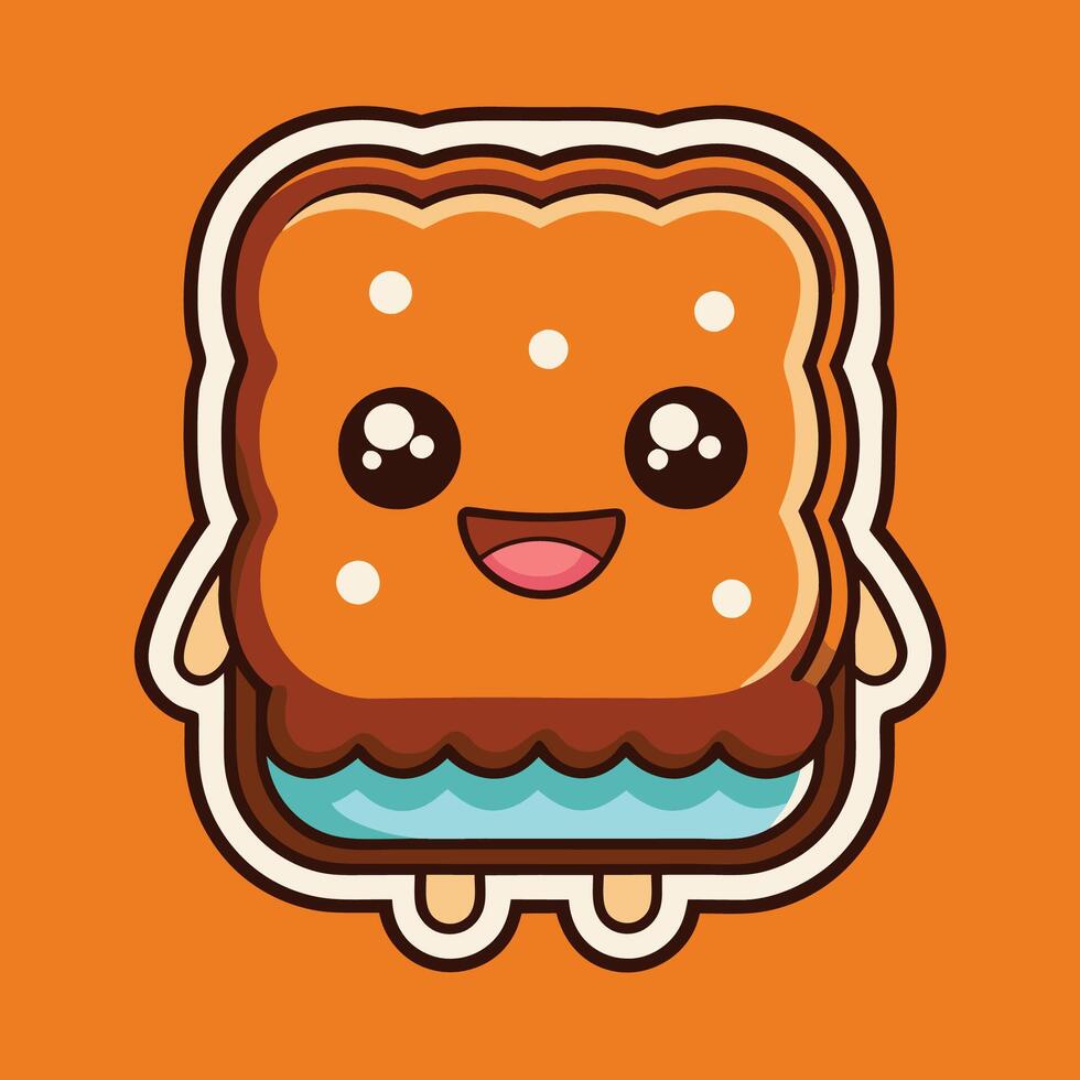 Cute and Smiley Cartoon Ice Cream Sandwich Sticker vector