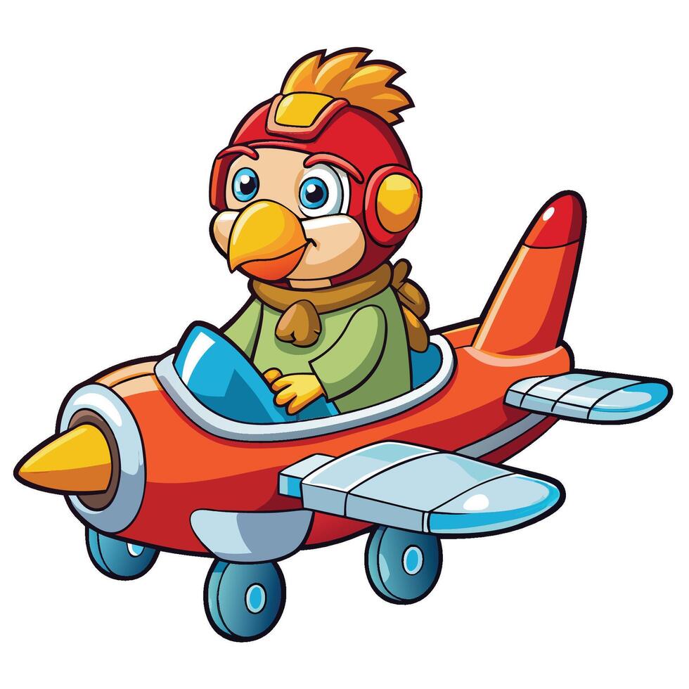 Adorable Cartoon Chicken Soaring Through the Skies in an Airplane vector