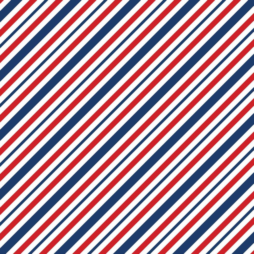 Diagonal stripe pattern in white, red and blue with varying stripe thickness. Barber shop antique strip texture. vector